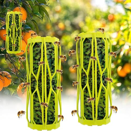 2 Pack Ranch Wasp Trap Outdoor Hanging with Fluorescent, Wasp Trap Carpenter Bee Traps for Outside, Wasp Fly Catcher Fly Traps Killer Hunter for Hornet, Gnat, Mosquito, Flying Insect