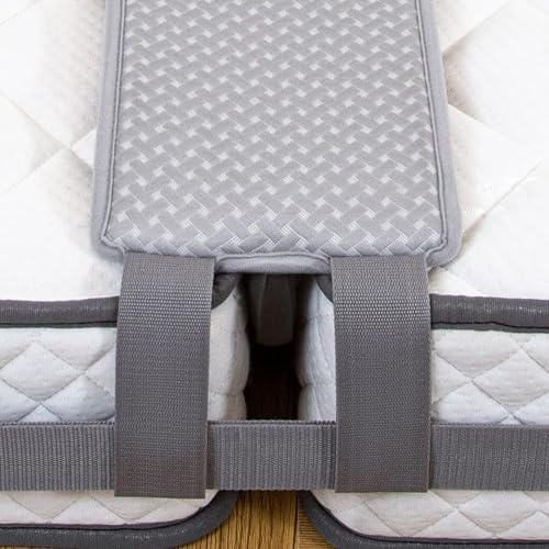 DriMelle Bed Bridge Twin to King Converter Kit, Grey Mattress Gap Filler | 200x20cm Bed Gap Filler with 10m Strap&Memory Foam Filler for Guesthouses Hostels Guest Stayovers, Twin to King Bed Connector