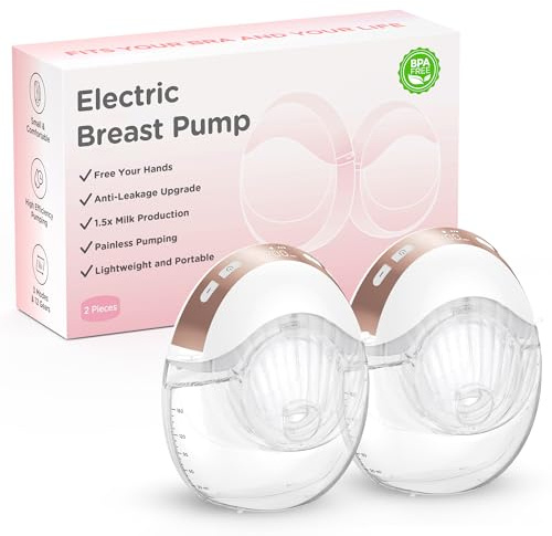 Haokoo Tiralatte Elettrico Indossabile, Tiralatte Portatile a Mani Libere, Silenzioso e Discreto, 3 Modalità 12 Livelli, Anti Perdite, 4 Misure Flangia, 2 Pezzo