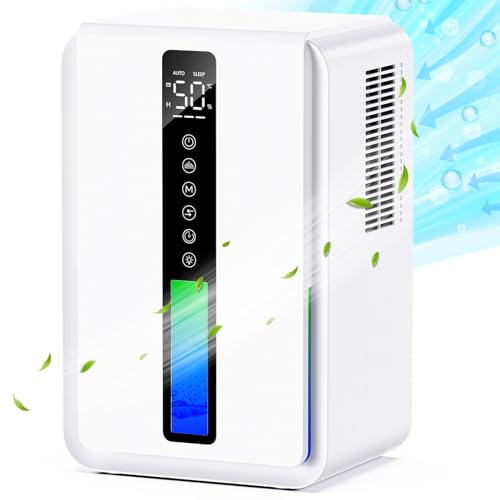 Luftentfeuchter Elektrisch 2,5L Wassertank, Entfeuchter Elektrisch 3 Stufen & 2 Modi, Raumentfeuchter Intelligentes Abtauen & Stopp, 6-48H Timer & Farbige LED, Perfekt für Bad, Schlafzimmer, Wohnheim