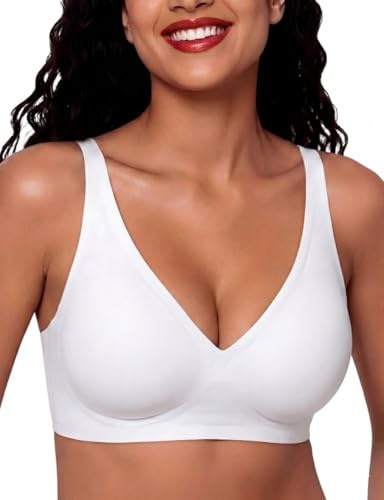 Bresdk Djup V-bh för kvinnor utan bygel, push-up, sömlös, bekväm bh, komplett bralette för stora bröst, vadderad bralette