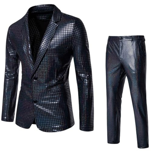 MUFURONG Mäns 2-delad scendräkt slim fit 2-knapps kavaj och byxor