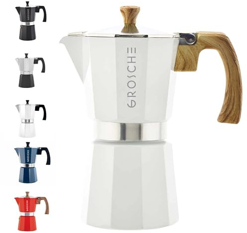 GROSCHE Milano Moka Stovetop Espresso Coffee Maker (9 Cup / 450 ml, White)