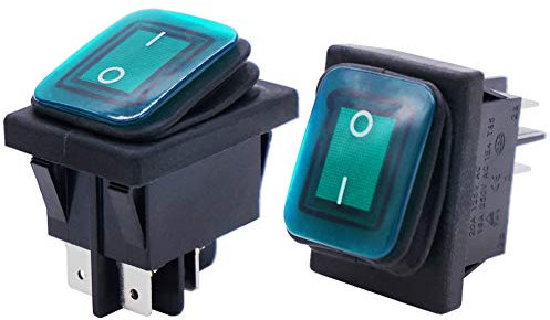 Taiss / 2 Stücke Kippschalter Wasserdichte 16A 250 V 20A 125 V 4 Pins 2 Position EIN/AUS DPST Grüne LED-Licht Beleuchtet Wippschalter Für Autos und Boote KCD2-201N-2-W-G
