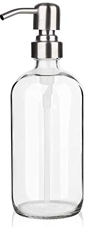 ARKTEK Glass Soap Dispenser - Clear Dish Soap Dispenser for Kitchen, Refillable Liquid Hand SoapDispenser with Rust Proof Stainless Steel Pump for Bathroom, Countertop (17 Ounce/ 500 ML)