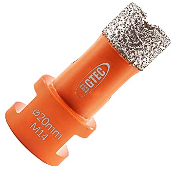 BGTEC Punte per trapano diamantate a secco da 20 mm con filettatura M14 per piastrelle in pietra di porcellana Mattone in marmo ceramico