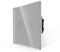 JIMEIDA Touch Lichtschalter in Grau, Doppelter Lichtschalter mit Glas Panel und Status-LED, Kein Neutralleiter Erforderlich, 2-Fach 1-Poliger Wandschalter, AC 240 V, 500 W/Fach