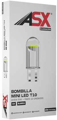 ASX ILUMINACION Bombillas T10 LED W5W 26 Canbus, Luz Blanca 6500K, Bombilla posicion LED para coche, Tamaños de Lámpara 168, 175, 194, 2825, W5W, T10 - Plug and Play (12V, 2)