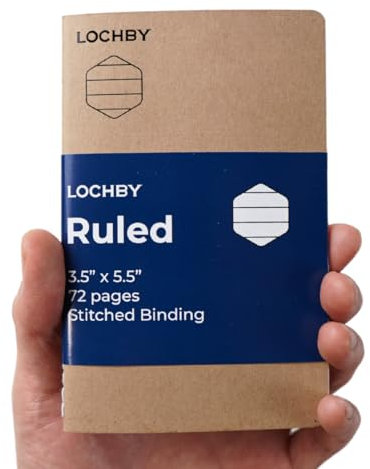 LOCHBY Pocket Notebook | Pocket Journal Refill | Fountain Pen-Friendly Tomoe River Paper | Versatile Notebook with Soft Brown Cover for Travelers, Work, School, and Journaling (3.5 x 5.5, 72 Pages)