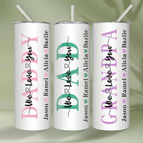 Taza De Acero Inoxidable Para El Día Del Padre We Love You De 20 Oz Para Papá, Vaso Del Día Del Padre, Regalo De Cumpleaños Para Papá, Vaso Personalizado Con Nombres De Niños