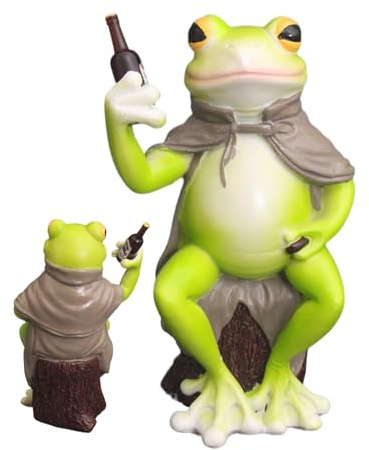 Shurzzesj Statua da giardino a forma di rana in miniatura, statua a forma di rana, per giardino esterno, graziosa figura di rana, da collezione, decorazione per la casa, per interni, mensola