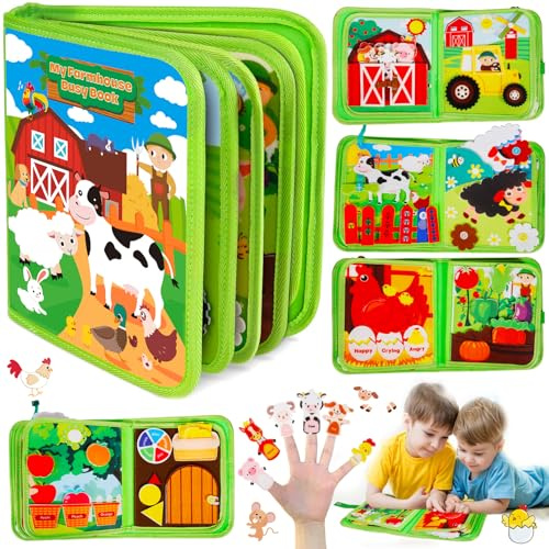 BARAKYEG Busy Board per Bambini,Libro Montessori Interattivo 1 Anno,Quiet Book Sensoriale Educativo,Giochi Montessori 1 2 3 4 5 Anni,Pannello di Feltro attività,Valigetta Didattici Regalo Bimbo Bimba