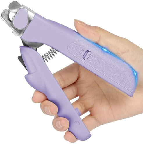HOTUT Professional Pet Nail Clipper,Cat Claw Clippers with Safety Guard and Light,Cat Nail Clippers with Nail File in Handle,Razor Sharp Blades, Anti-Splash Design,for Cat,Small Dog,Rabbit,Birds