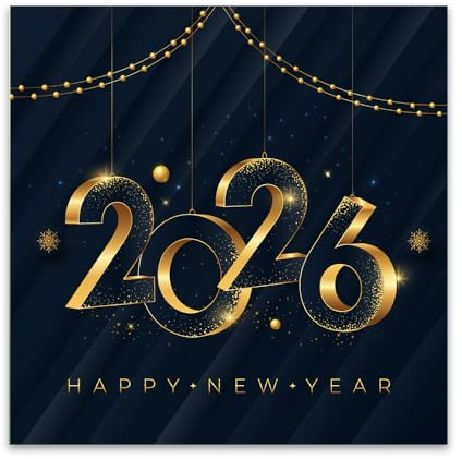 Papa Prints Happy New Year Cards 145 x 150 mm New Year Greeting Cards With Envelope