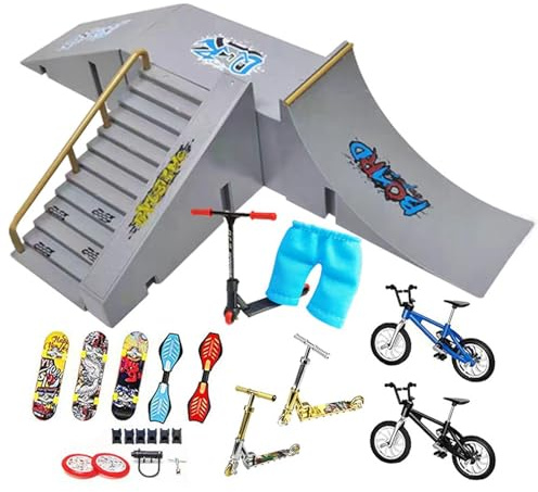 Skate Park Kit – Finger Skateboard Ramp Kit | Tillbehör för , fingercykel och minibyxor | 1 ultimat gör-det-själv-miniatyr hinderbana-set