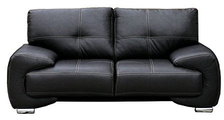 mb-moebel 2-Sitzer Design Sofa 2er Büro Kunstleder Sofagarnitur Weiß Couch kleine Florida (Schwarz)