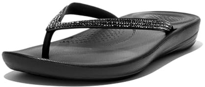 Fitflop Women's Sparkle Classic iQushion Flip Flops - Lightweight & Comfortable with Natural Arch Support - Black - 4 UK