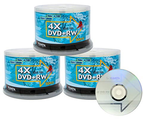 150 Pack Ridata DVD+RW 4X 4.7GB Silver Logo Rewritable DVD Plus RW Re-writable Blank Recordable Media Disc