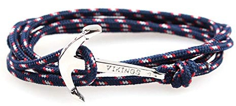 ZENSE - Bracelet cordon ancre marine ajustable ZB0315, Bleu