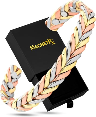 MagnetRX® Copper Cuff Magnetic Bracelets for Women (Tri-color, M/L)