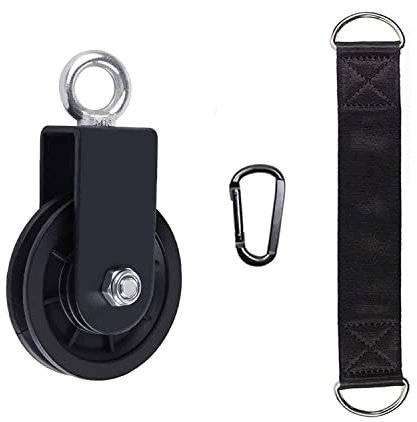 Umlenkrolle mit haken,Block Umlenkrolle 90mm Seilrolle mit U Haltebügel 360 Grad drehbar, Schwenkrolle Lager Riemenscheibe Rad für Fitness, Krafttraining Kabelmaschine Drahtseilrolle (1 Stück)