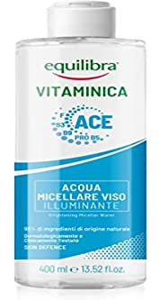 Equilibra Viso, Vitaminica, Acqua Micellare Viso Illuminante, con complesso Multivitaminico, Complesso Alfa-Idrossiacidi e Pantenolo, Dona Freschezza e Luminosità alla Pelle, 400 ml