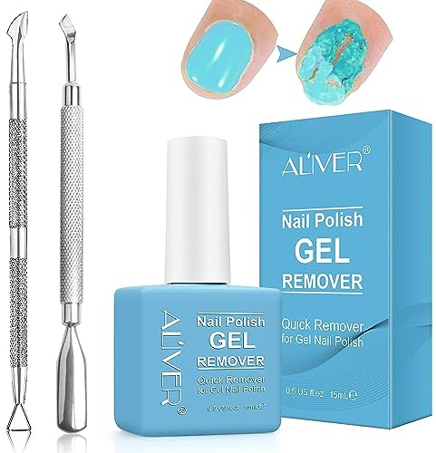 Gel Nail Polish Remover with Scraper and Cuticle Pusher - Quick & Easy within 2-3 Minutes