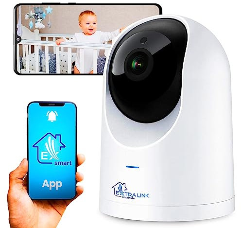 EXTRALINK Smart Life HomeEye Überwachungskamera innen, Kamera IP, PTZ drahtlose Kamera, 4MP, 360° Sicht, Erkennung von Babygeschrei, Kinderkamera, Bewegungsmelder innen, Warnungen über Apps