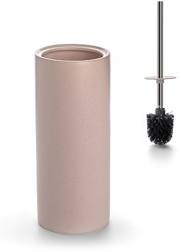 Viosuniu Set di scopino e portascopino per WC in ceramica opaca per bagno, antigraffio, antiruggine (rosa, 1)