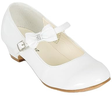 SIRRI Robe Mary Jane à Talons Hauts pour Fille, Chaussures Blanches avec Bride à la Cheville et nœud – Idéales pour Les Mariages, Communions, événements de Confirmation Taille 36