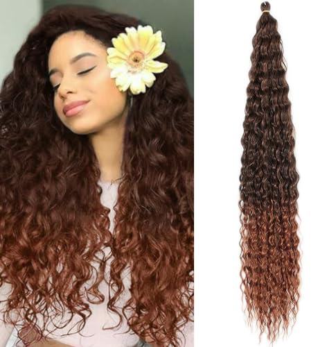 Dsoar Deep Twist Virkat Hår Vattenvåg Twist Hårbuntar Syntetisk Lockig Fläta Hårförlängning Ombre Kinky Curl Fläta Hårstycke, 30 Inch 3 Förpackningar