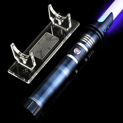 AthlChamp Motion Control Heavy Dueling Saber for Adults, Dueling Saber with Heavy Duty Metal Hilt & Thick PC Blade & 16 Sound Fonts & 12 RGB Colors - Black & Blue