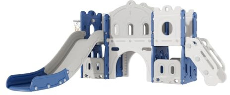 Tobogán y Columpio para bebés Tobogán Independiente Tobogáns Escalador para niños Centro de Actividades Zona de Juegos Infantil Interior Exterior Tobogáns Largo Equipo de Juegos (Aisle Blue White)