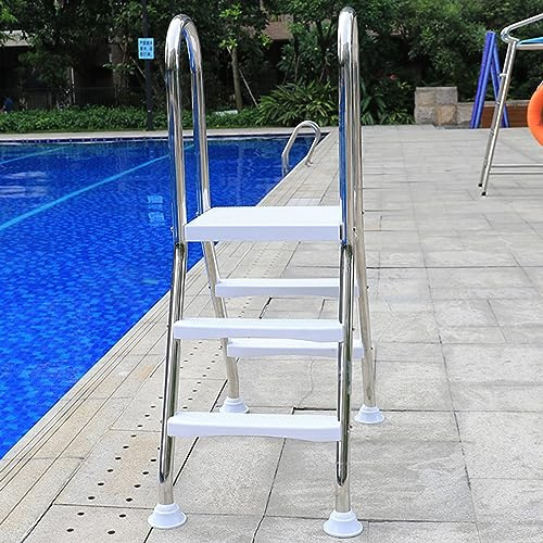 BOTOWI Escalera de Piscina de 33/43/52 de Altura sobre Suelo, Escalera Seguridad Acero Inoxidable 304, Escalera 2/3/4 escalones escalones Plataforma Antideslizantes,Capacidad 500 LB,33in