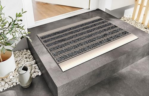 Kettelservice-Metzker Profile Fußabtreter Eingangsmatte für Innen und Aussen I TPE-VC Kunststoff I 59 x 39cm
