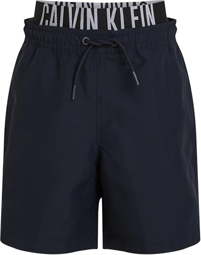 Calvin Klein Bambino Pantaloncino da Bagno Medium Double con Fascia con Logo, Blu (Dark Sapphire), 10-12 Anni