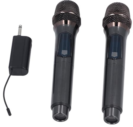 SEAFRONT Ensemble de Microphones sans Fil avec écran LED Intelligent, Micro à Bobine Mobile pour Performances de karaoké, Matériau Métallique ABS, Microphone et Récepteur 2 Pièces,