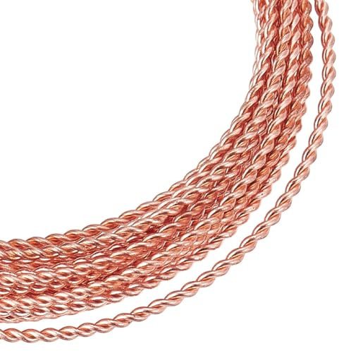 BENECREAT 2 Roll 4m Twist Schmuck Draht, 2mm Kupfer Handwerk Draht roh Kupfer Perlendraht für Ornamente machen und andere Schmuck Handwerk Arbeit