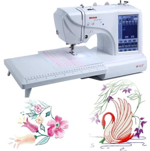 GJBMXSM Machine à Coudre Automatique Machine à Broder Numérique,132 Points Intégrés,210 Lettres Intégrées Et 30 Bordures De Motifs,158 Motifs De Broderie Intégrés,écran LCD 7 Et Port USB