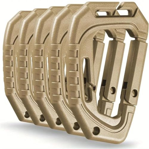 MNEVZX Metalldetektor 5Pcs Big D-typ Kunststoff Stahl Taktische Schnell Haken Hängen Schnalle Clip Outdoor Camping Tasche Werkzeug Zubehör Tragbar Metallsuchgerät(Khaki-5pcs)