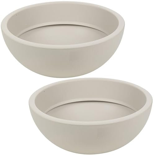 URBNLIVING Large Plastic Round Plant Flower Coloured Holder Pot Herb Planter Garden Decor Pot (2xTaupe)