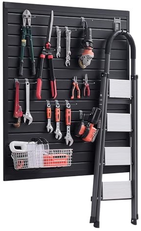 VEVOR Paneles de Pared de Listones 1230 x 1235 x 20 mm, Panel de Listones de Garaje de PVC Diseño Modular con Estructura de Acoplamiento y Corte de Bricolaje para Almacenamiento y Exhibición, Negro