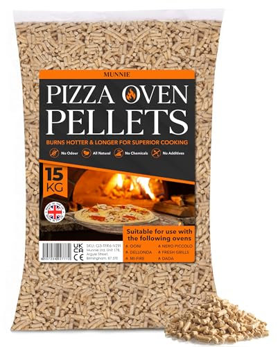 Munnie 15kg Premium Wood Pellets – Superior Fuel for Pizza Ovens, Smokers & BBQs | 100% Pure Softwood | High Heat Output & Clean Burn | Easy-Light Cooking Pellets | Bagged for Easy Storage & Handling