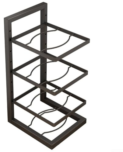 Robusto organizer per padelle per mobili da cucina o piano di lavoro, regolabile a 2/3/4 ripiani in acciaio inox, supporto verticale (C)