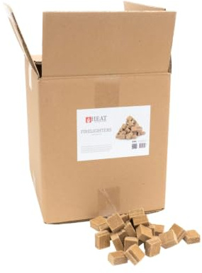 Heat Outdoor Living tändkub – luktfri kamintändare av trä och vegetabilisk olja – säker grilltändare för grill, öppen spis och eldskål (5 kg)