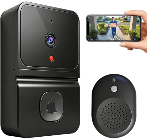 Trådlös videodörrklocka med kamera, 2,4 GHz wifi-video-dörrklocka, nattsyn, tvåvägsljud, nattsyn, enkel installation