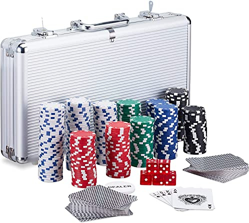 Supfine Kit de Poker 300 Pièces, Mallette de Poker Complet pour Texas Hold Em, avec Valise pour Adulte Jeu de Soirée