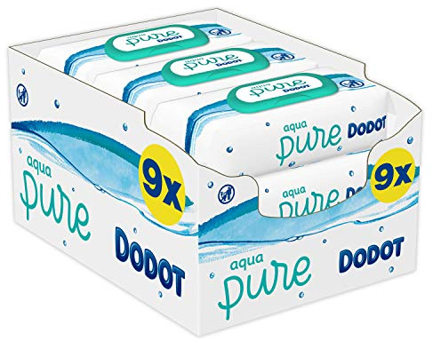 Dodot Aqua Pure Toallitas Bebé con 99% Agua 9 Paquetes - 432 Toallitas