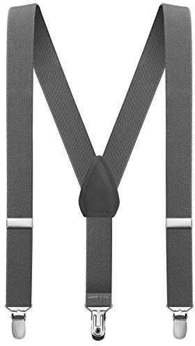 Moulen 1 Inch Durable Suspenders for 3Y-9Y Kids Boys Girls, Charcoal-Gray, 26 Inch
