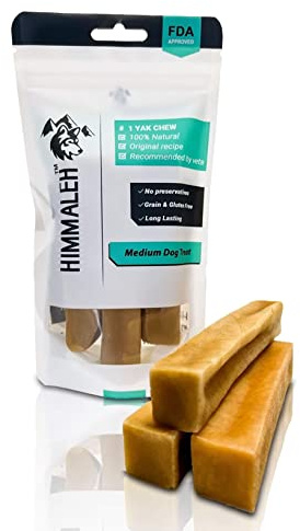 Himmaleh Yak Chews for Dogs, Medium (3 Pack) - Natural, Dental Dog Chews